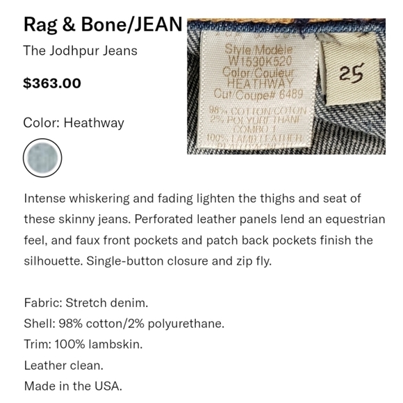 RAG & bone jean Jodhpur Legging Perforated Leather - Picture 9 of 11